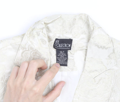 NY Collection Women's Ivory Metallic Floral Blazer Size S