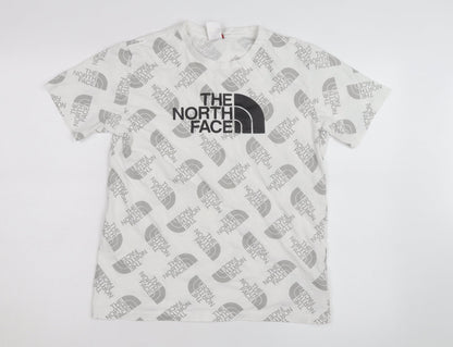 The North Face Boys White Logo Print Short Sleeve Cotton T-Shirt XL
