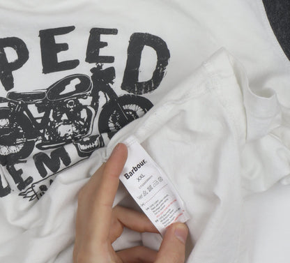 Barbour Boys White Long Sleeve Graphic Motorcycle T-Shirt Size 2XL