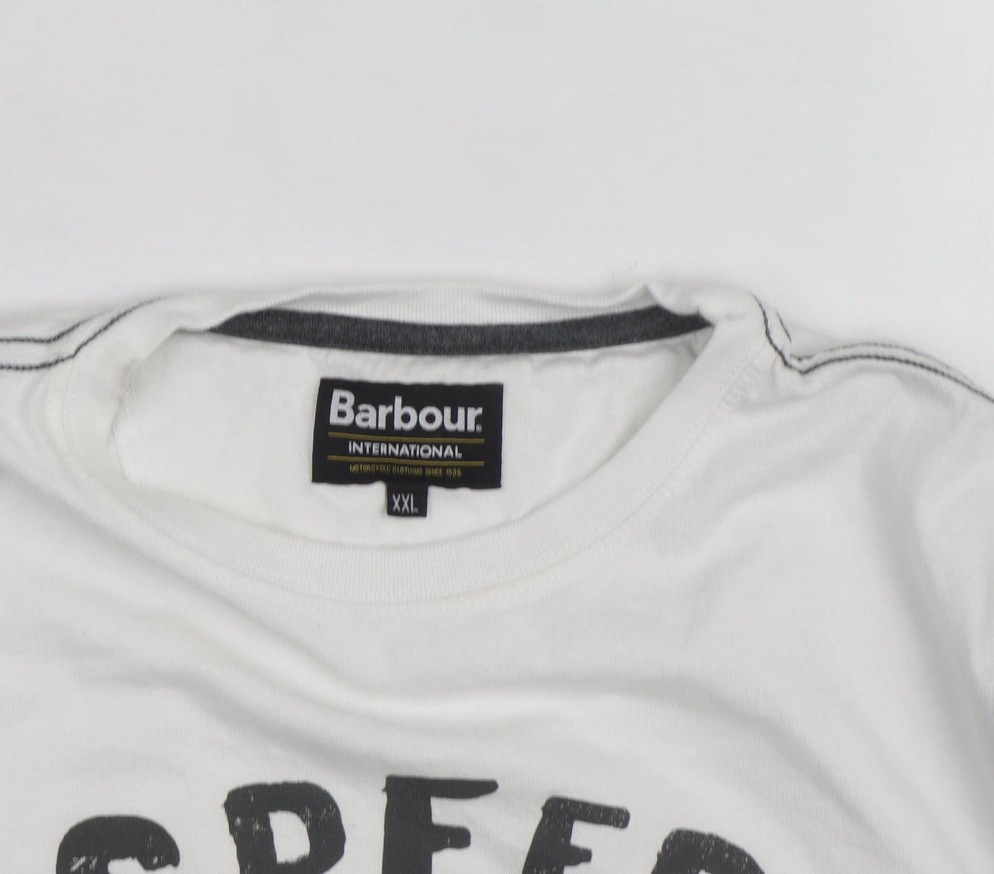 Barbour Boys White Long Sleeve Graphic Motorcycle T-Shirt Size 2XL
