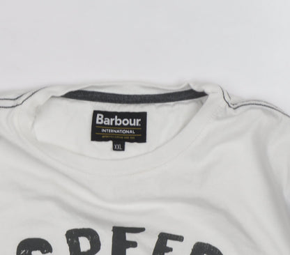 Barbour Boys White Long Sleeve Graphic Motorcycle T-Shirt Size 2XL