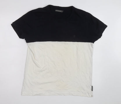 French Connection Men's Black & White XL Colourblock Crew Neck T-Shirt