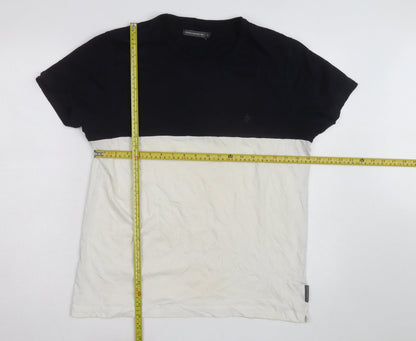 French Connection Men's Black & White XL Colourblock Crew Neck T-Shirt