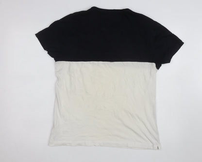 French Connection Men's Black & White XL Colourblock Crew Neck T-Shirt
