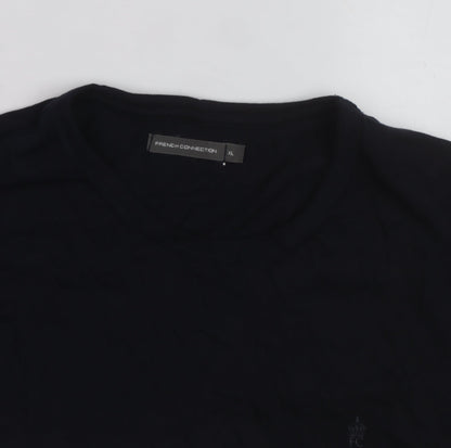 French Connection Men's Black & White XL Colourblock Crew Neck T-Shirt