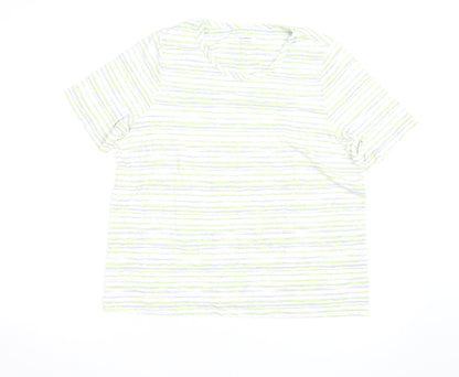 Marks and Spencer Women’s Multicoloured Striped Cotton T-Shirt Size 20