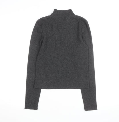 Zara Women Grey Mock Neck Beaded Knit Jumper Size M