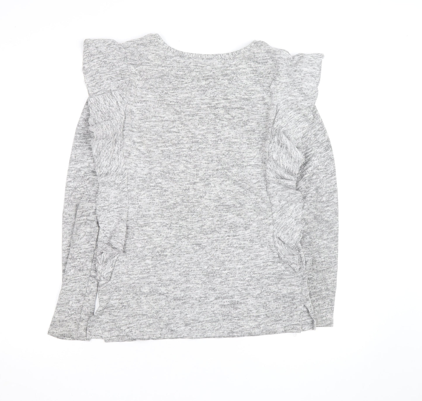 Next Women Grey Ruffle Long Sleeve Knit Jumper Size 8