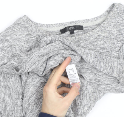 Next Women Grey Ruffle Long Sleeve Knit Jumper Size 8