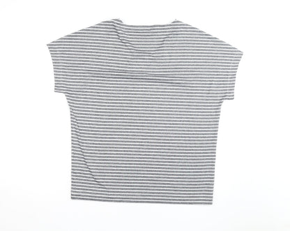 Rohan Women Grey Striped V-Neck Short Sleeve T-Shirt Size 14