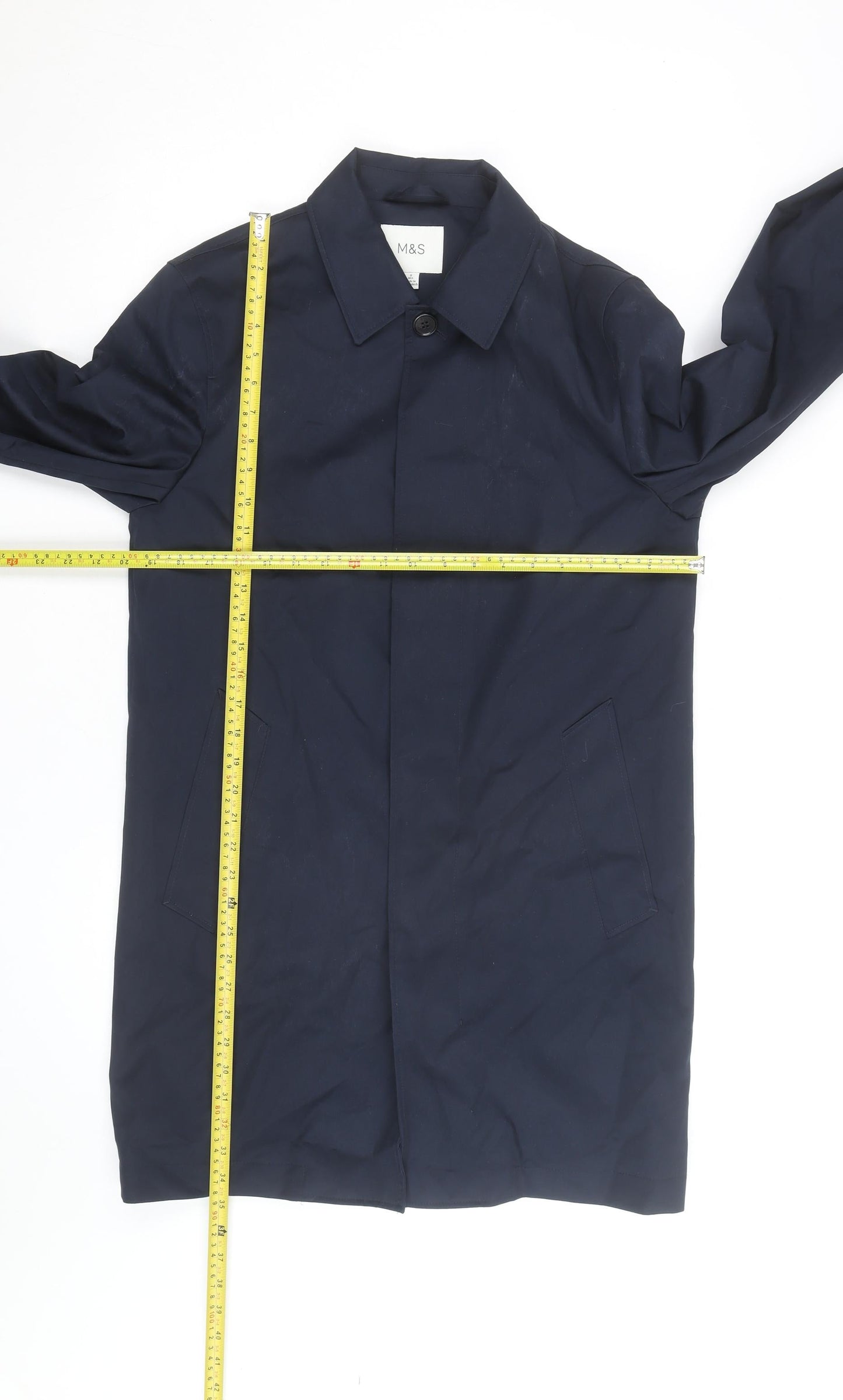 Marks and Spencer Men's Blue Regular Fit Mid-Length Trench Coat S