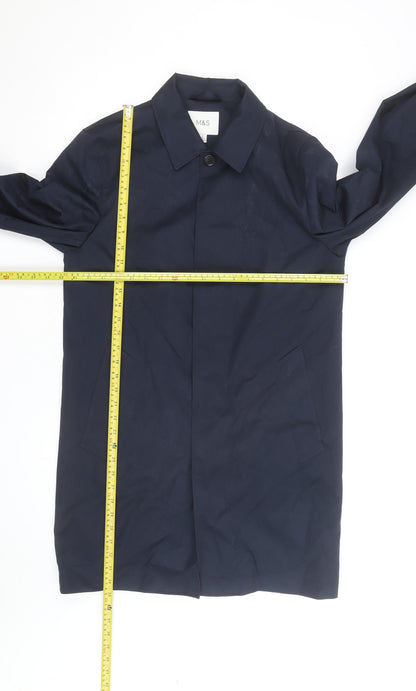Marks and Spencer Men's Blue Regular Fit Mid-Length Trench Coat S
