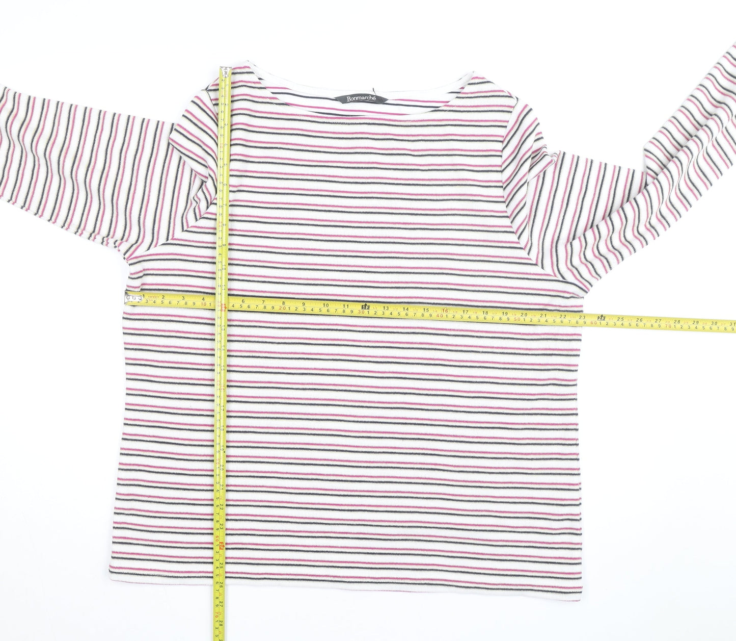 Bonmarché Women’s Multicoloured Striped Cotton Knit Jumper Size 20