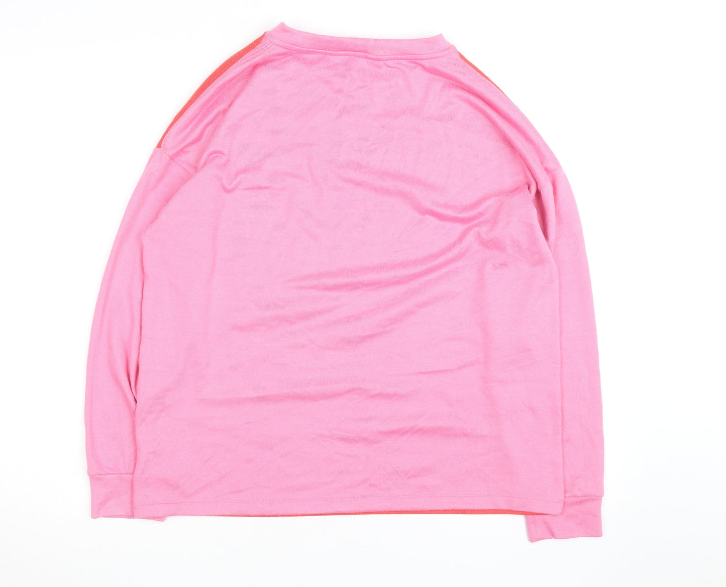 Nutmeg Women Pink Striped Cotton Crew Neck Jumper Size 12