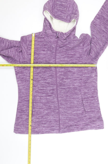 Mountain Warehouse Women Purple Full Zip Hooded Fleece Jacket Size 18