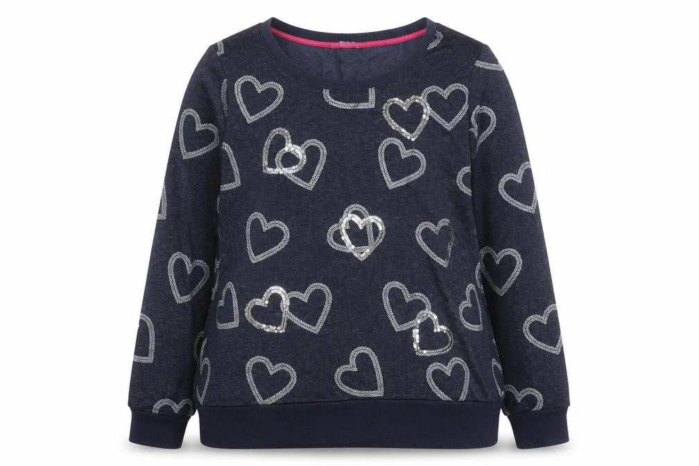 Marks and Spencer Women Blue Sequin Heart Long Sleeve Pullover Jumper Size 16