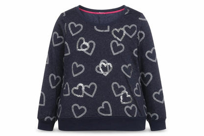 Marks and Spencer Women Blue Sequin Heart Long Sleeve Pullover Jumper Size 16