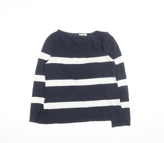 Hobbs Women’s Blue White Striped Cotton Long Sleeve Top L