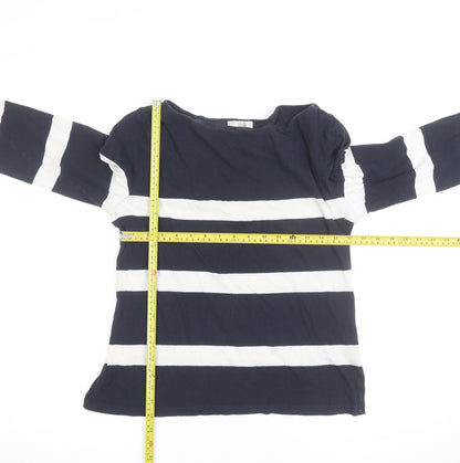 Hobbs Women’s Blue White Striped Cotton Long Sleeve Top L