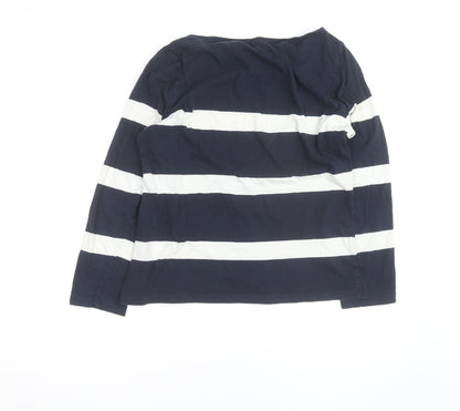 Hobbs Women’s Blue White Striped Cotton Long Sleeve Top L
