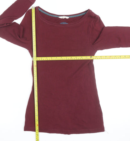 Weird Fish Women's Red Cotton Long Sleeve Boat Neck T-Shirt Size 10