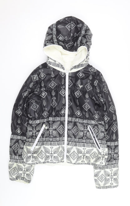 Roxy Women’s Black Geometric Hooded Puffer Jacket Size L