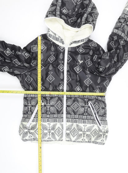 Roxy Women’s Black Geometric Hooded Puffer Jacket Size L
