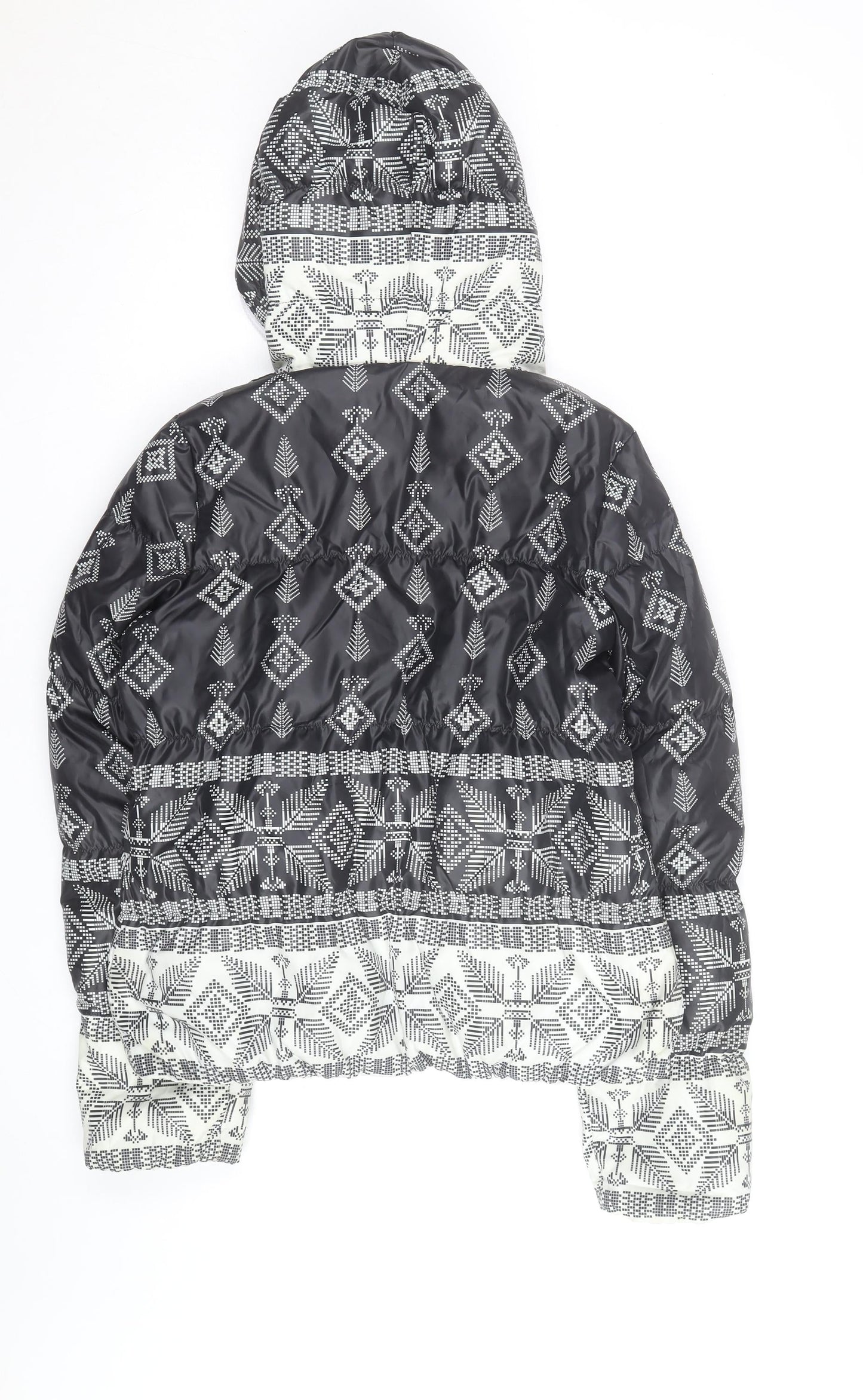 Roxy Women’s Black Geometric Hooded Puffer Jacket Size L