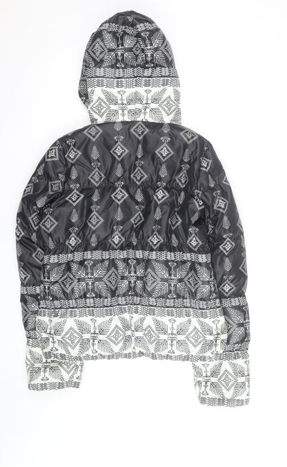 Roxy Women’s Black Geometric Hooded Puffer Jacket Size L