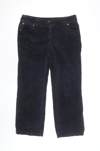 Laura Ashley Womens Black Corduroy Straight Jeans Size 14