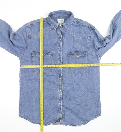 Pull & Bear Men's Blue Denim Basic Jacket Size M Cotton Casual