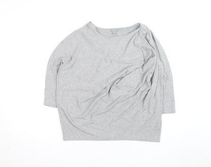 COS Women's Grey Boat Neck Relaxed Pullover Jumper Size L
