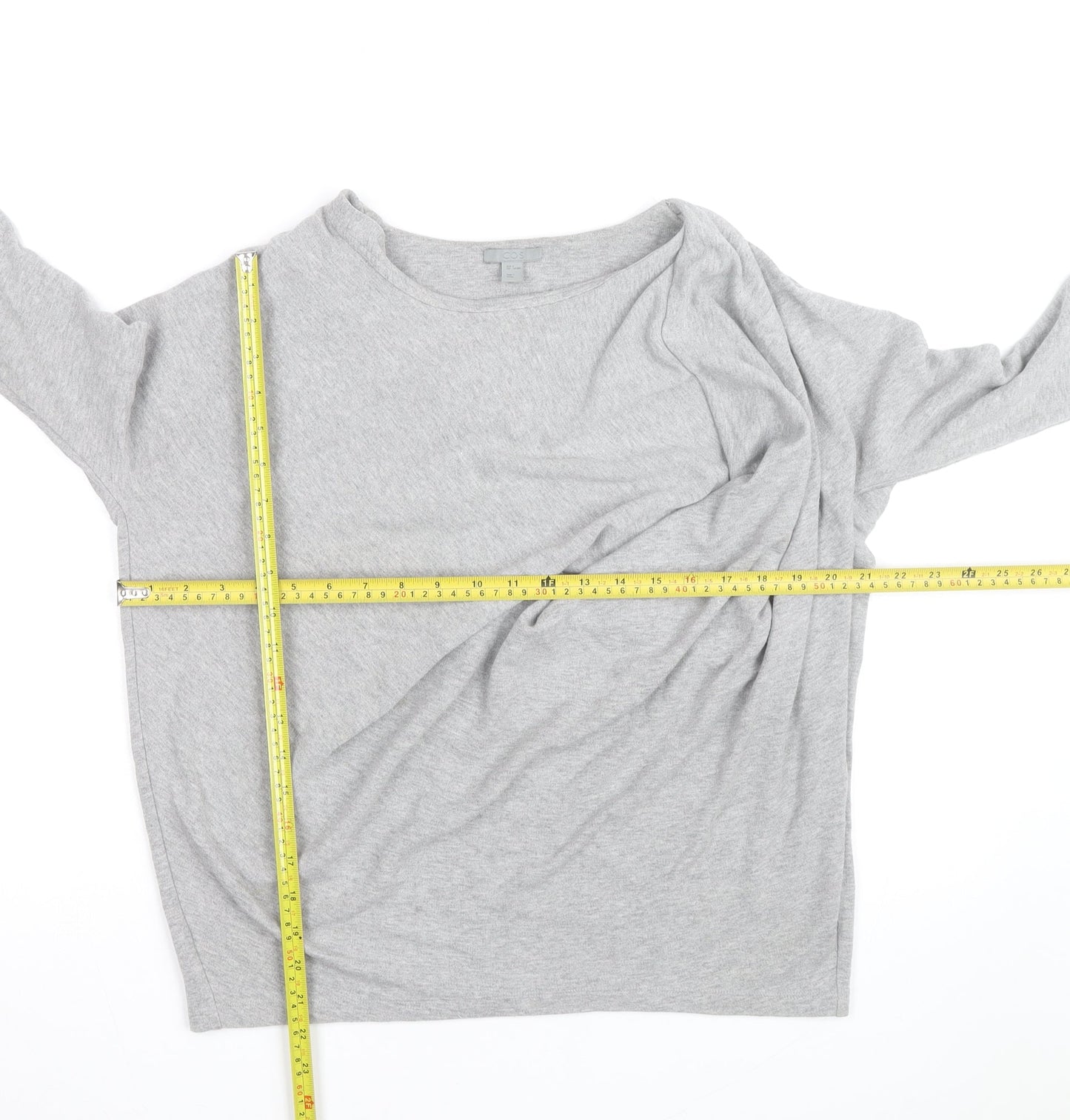 COS Women's Grey Boat Neck Relaxed Pullover Jumper Size L