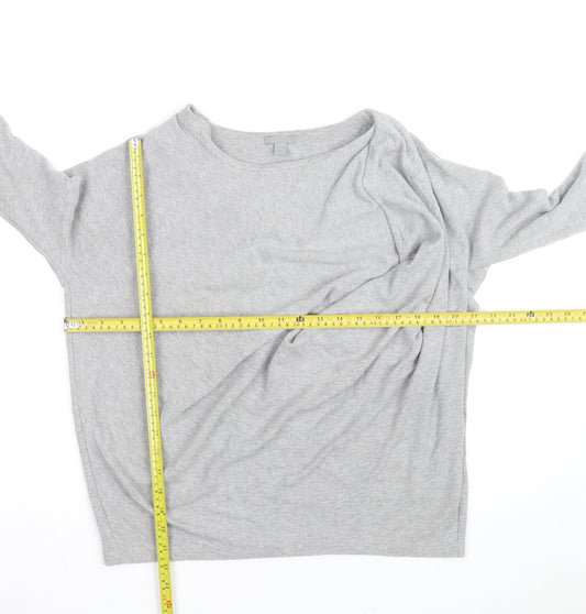 COS Women's Grey Boat Neck Relaxed Pullover Jumper Size L