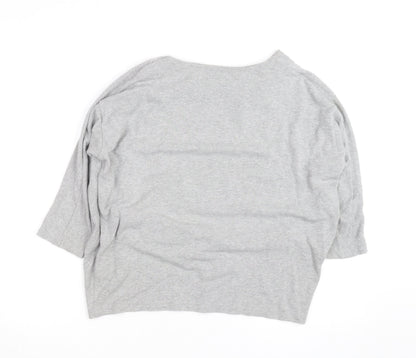 COS Women's Grey Boat Neck Relaxed Pullover Jumper Size L