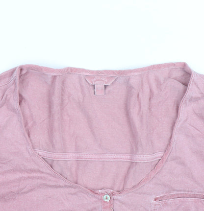 FatFace Women's Pink Long Sleeve Henley T-Shirt Size 12