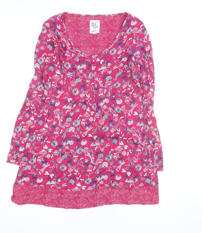 Mantaray Women's Pink Floral Fit & Flare Cotton Dress Size 12