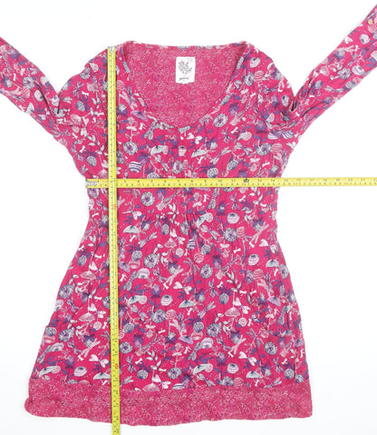 Mantaray Women's Pink Floral Fit & Flare Cotton Dress Size 12