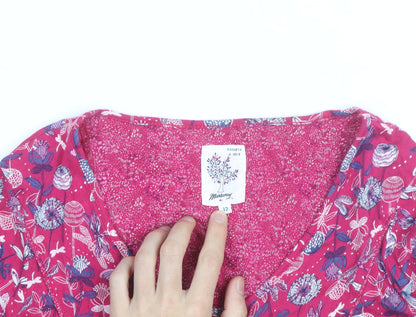 Mantaray Women's Pink Floral Fit & Flare Cotton Dress Size 12