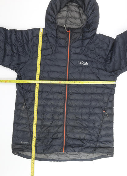 Rab Men's Black L Hooded Puffer Jacket Lightweight Down Insulated