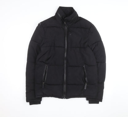 Topman Men's Black XS Puffer Jacket Full Zip Winter Coat