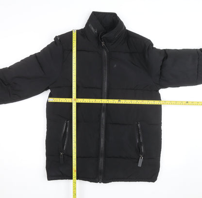 Topman Men's Black XS Puffer Jacket Full Zip Winter Coat