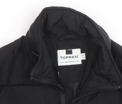 Topman Men's Black XS Puffer Jacket Full Zip Winter Coat