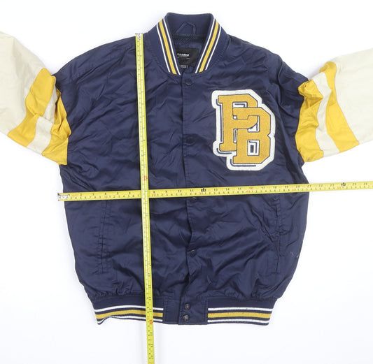 Pull & Bear Mens Blue Varsity Jacket Size S 36in Retro College Style