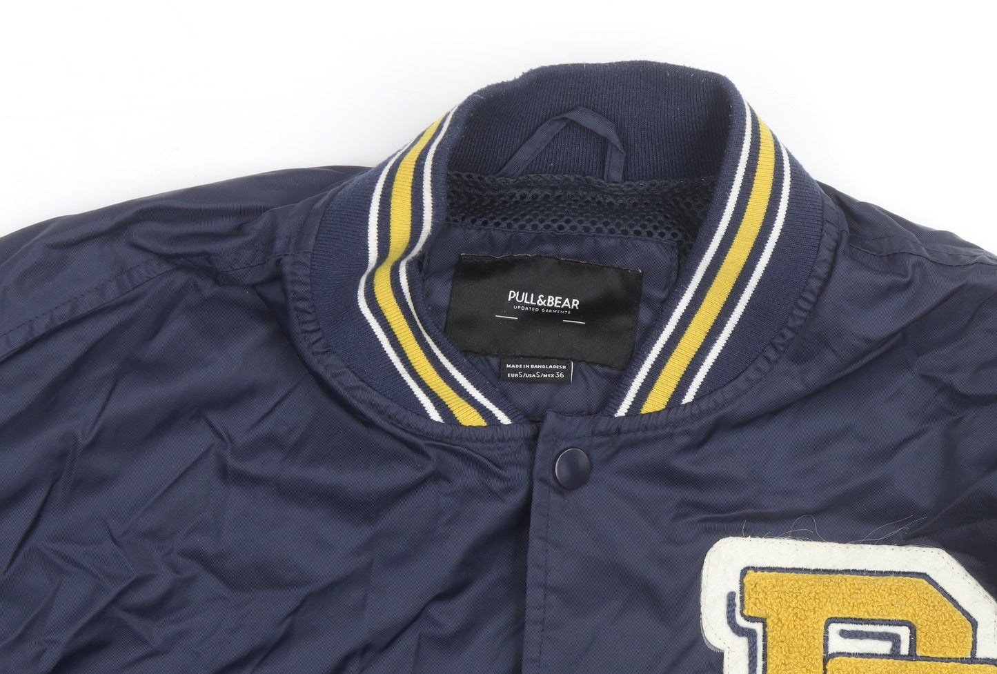 Pull & Bear Mens Blue Varsity Jacket Size S 36in Retro College Style