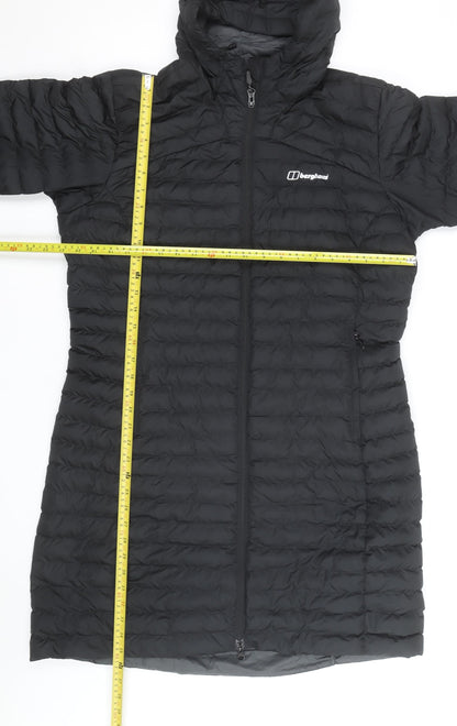 Berghaus Women Black Long Puffer Coat L Hooded Insulated Outdoor