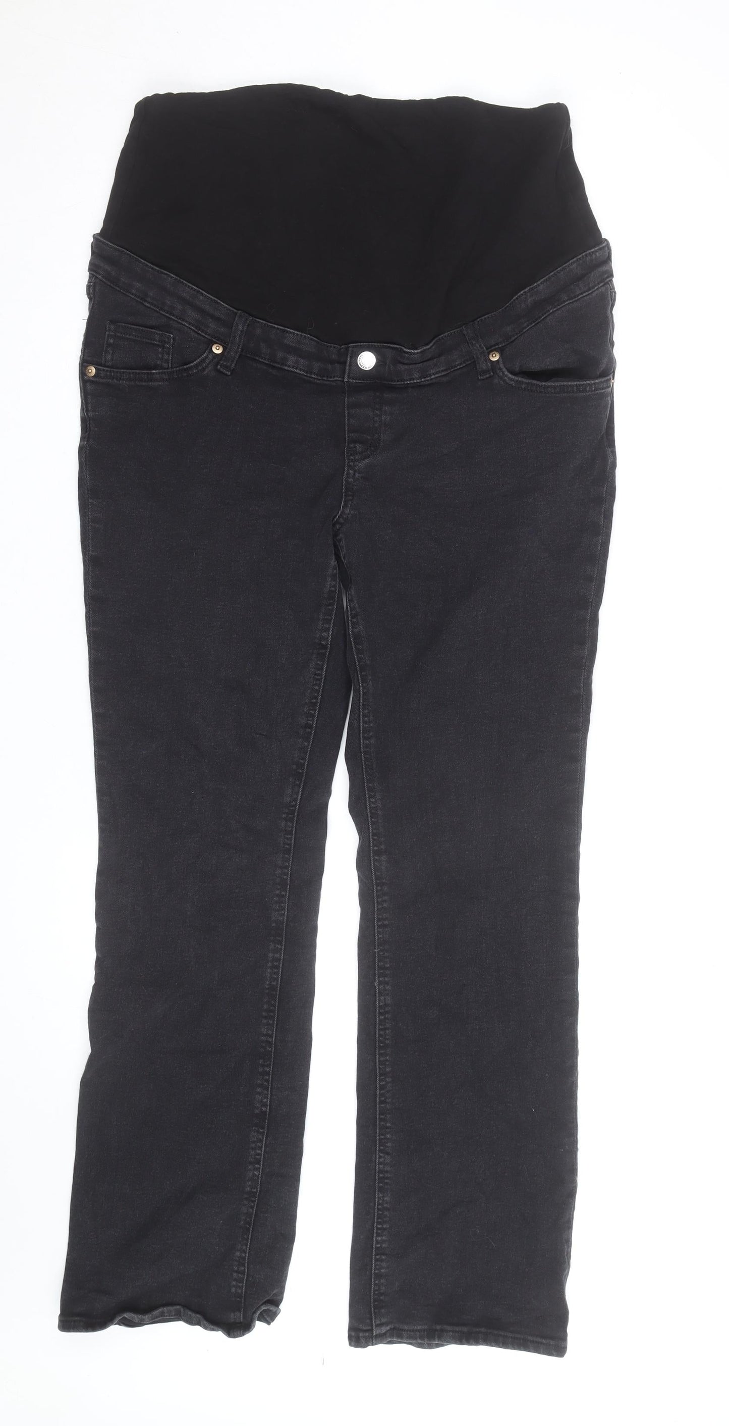H&M Women’s Black Maternity Straight Jeans Size 14 Stretch Denim