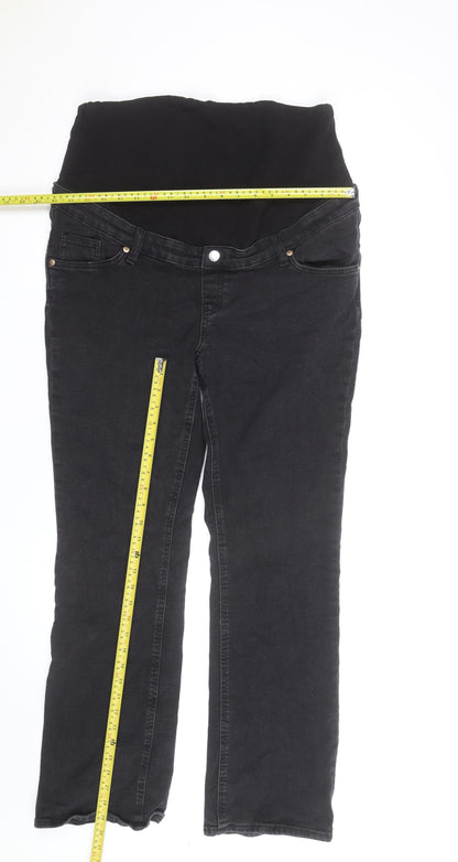 H&M Women’s Black Maternity Straight Jeans Size 14 Stretch Denim