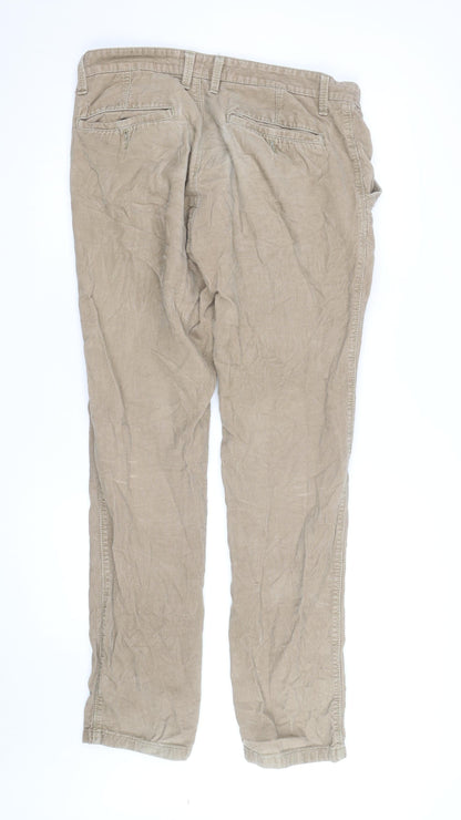 Next Men's Beige Corduroy Straight Fit Jeans 34L Classic Style
