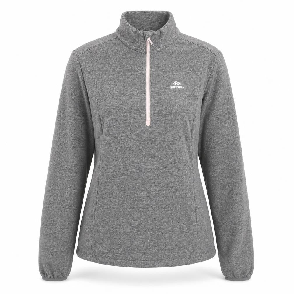Quechua Women's Grey 1/4 Zip Fleece Pullover Sweatshirt XL